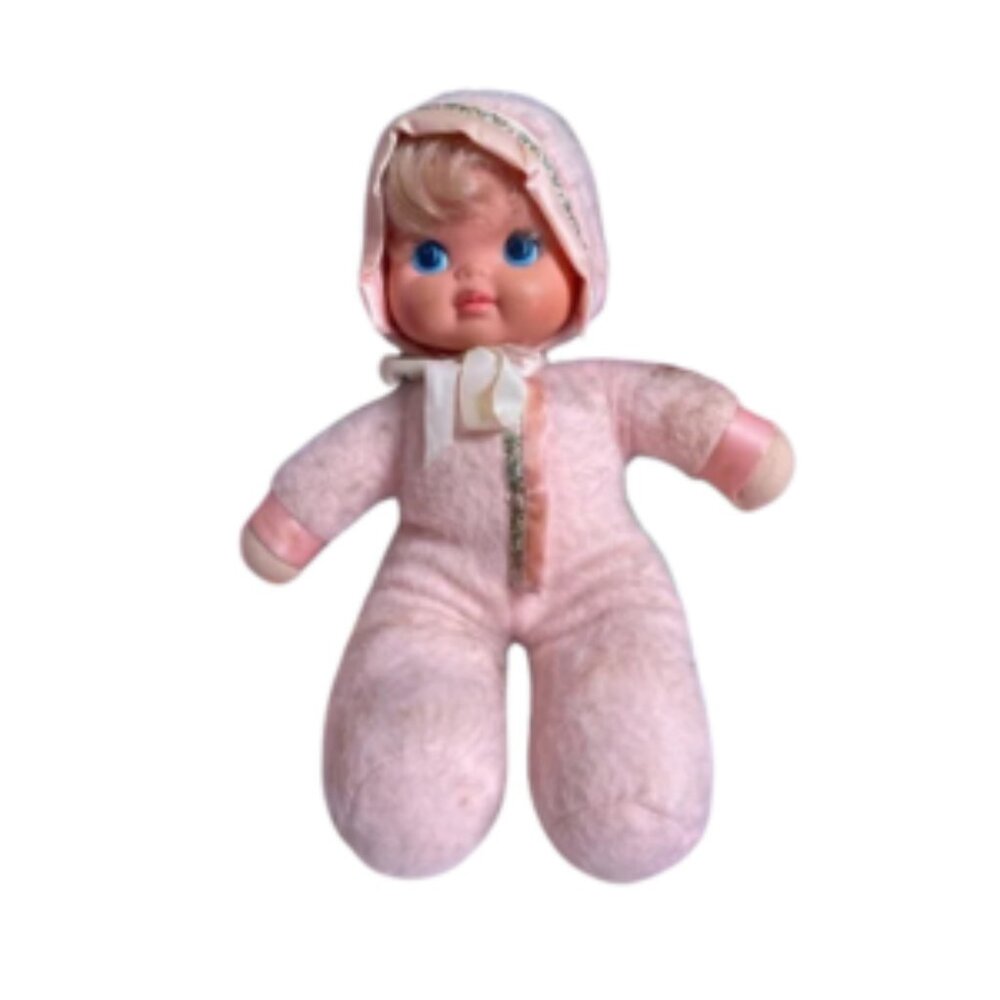 VTG 1983 Mattel PINK Snuggle Baby Soft Body Vinyl Face Doll 12 Washable
